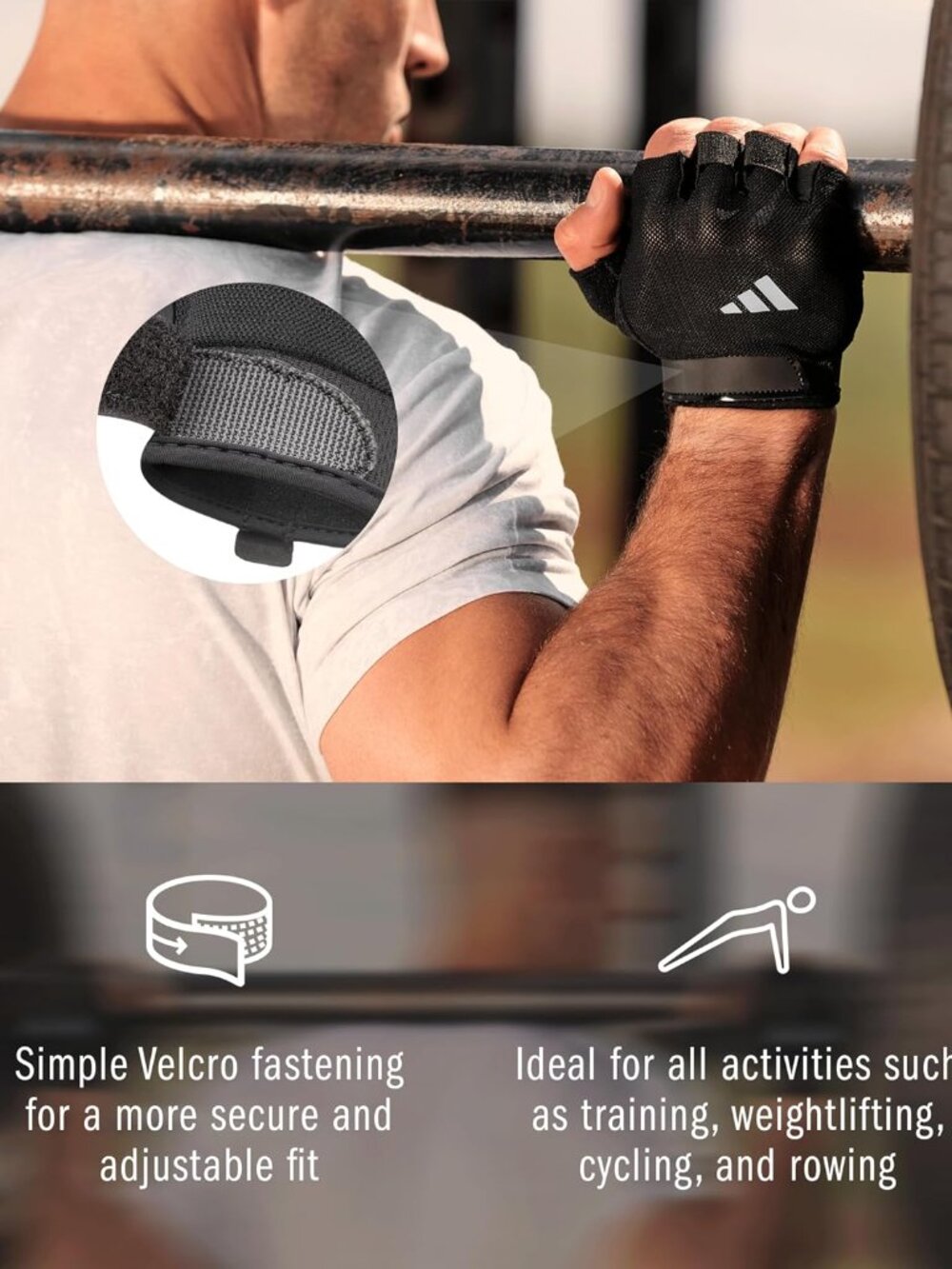 Adidas Mens Half Finger Weightlifting Gloves Sizes S M L Gym Training Lifting